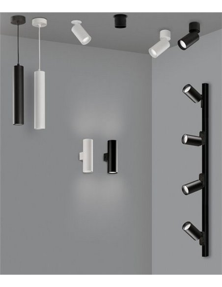Zoom wall light - ACB - 2xGU10, Black-white aluminium