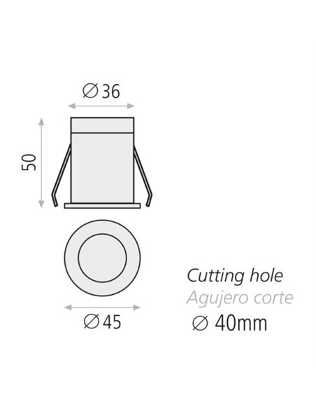 Dot ceiling downlight - ACB - Aluminium white/black, LED 3000K, Ø 4.5 cm