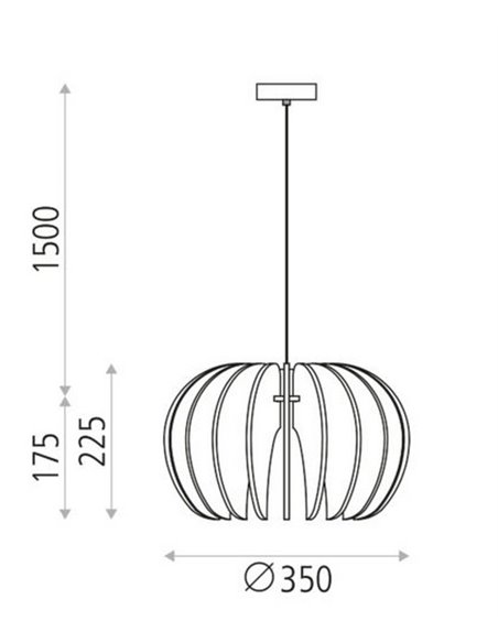 Rosa del Desierto pendant light - ACB - Wooden ceiling light, black