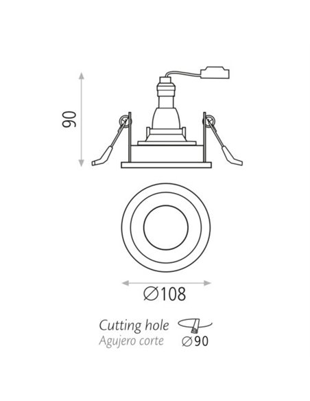 Musca recessed spotlight - ACB - Downlight white, 1xGU10, 9 cm