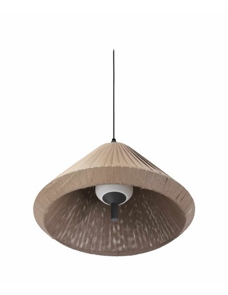 Saigon outdoor pendant light - Faro - White/brown textiline lampshade