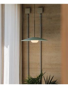 Lámpara colgante Artic - Milán - Pantalla cinta verde turquesa y crema, Ø 35/45/55 cm