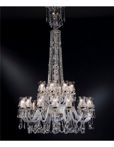 Pendant light - Copenlamp - Asfour crystal chandelier, 24 lights, Gold finish
