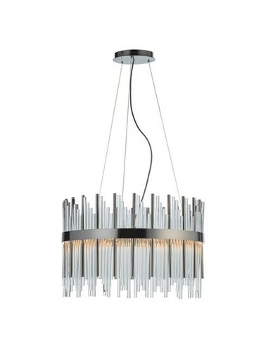 Ceiling pendant light - Copenlamp - Classic chandelier lamp satin chrome, 61 cm 