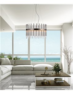 Ceiling pendant light - Copenlamp - Classic chandelier lamp satin chrome, 61 cm  2