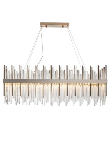 Ceiling pendant light - Copenlamp - Rectangular glass lamp, Satin Chrome