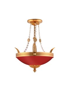 Ceiling pendant light - Copenlamp - Glass lamp decorated in burgundy, Asfour Crystal