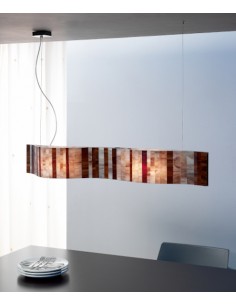 Vento pendant light - a-emotional light - Horizontal beige glass pendant light, 96 cm