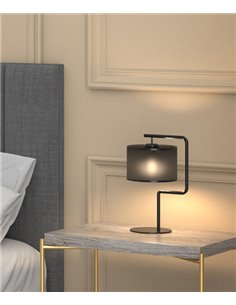 Lámpara de mesa Zig – Pujol – Pantalla tela negra, 3 Tamaños