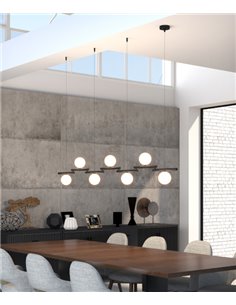 Lámpara colgante Zen – Pujol – Lámpara decorativa tipo bola, 5+7+9 luces, Acabado negro