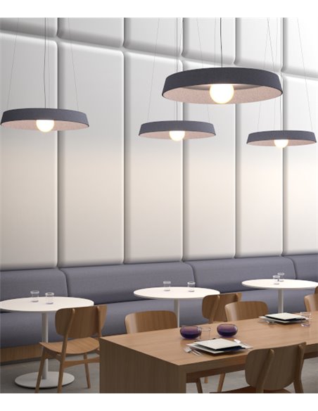 Lámpara colgante Acustic – Pujol – Lámpara acústica de polietileno reciclado, 2 tamaños