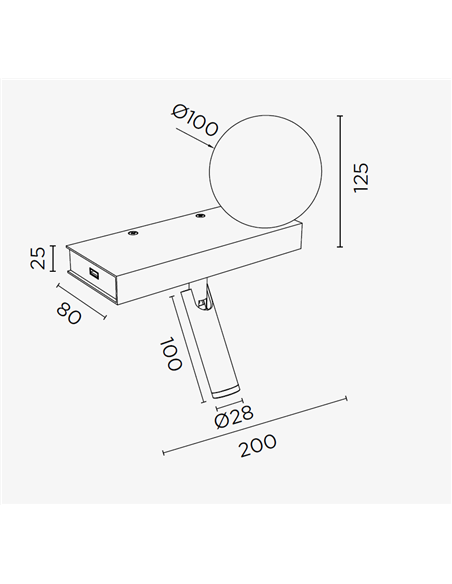 Aplique de pared Balance – Pujol – Lámpara de lectura, Tipo bola, Lector incluido
