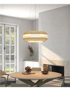 Colgante de techo Natural – Pujol – Lámpara de techo redonda, 2 tamaños, Lámpara de materiales naturales