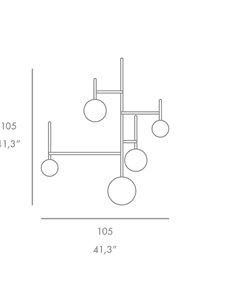 Moon pendant light 5L - Foc - 5 lights ball lamp, Black metal 2