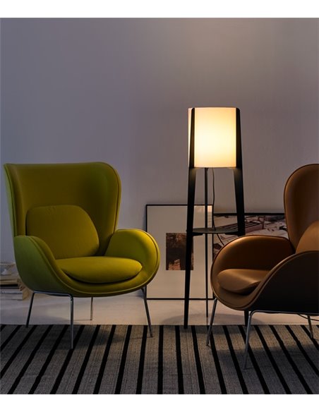 Tower floor lamp – Foc – Lamp with tray, Lacquered black, Height: 140 cm