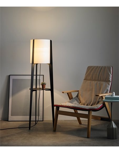 Tower floor lamp – Foc – Lamp with tray, Lacquered black, Height: 140 cm