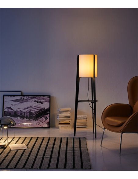 Tower floor lamp – Foc – Lamp with tray, Lacquered black, Height: 140 cm