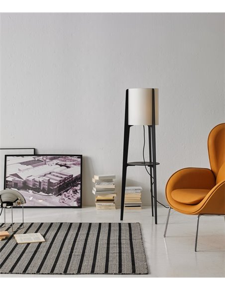 Tower floor lamp – Foc – Lamp with tray, Lacquered black, Height: 140 cm