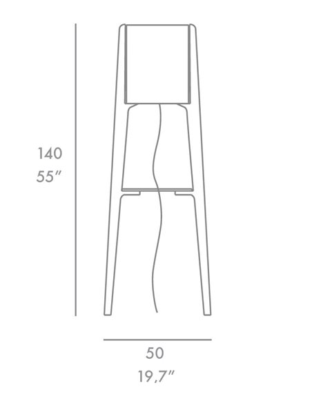 Tower floor lamp – Foc – Lamp with tray, Lacquered black, Height: 140 cm