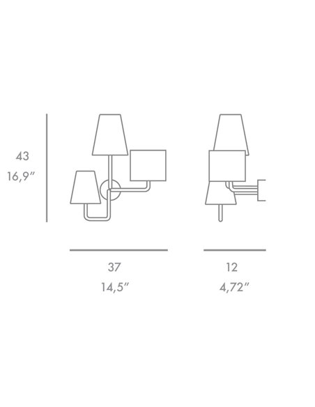 Tria wall light – Foc – Decorative Lamp, Slate Blue Metal