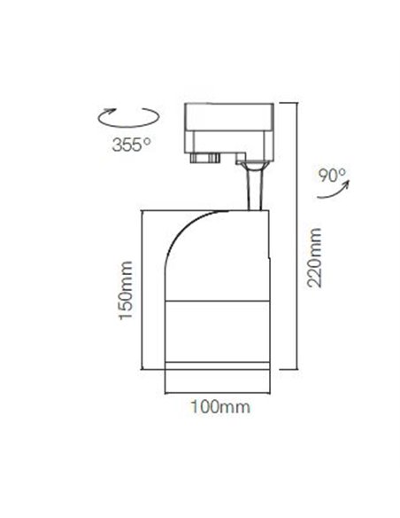 Konic three-phase track spot Konic - Beneito & Faure - Lamp with swivel head, Adjustable colour temperature 2.700K / 3.200K / 4.