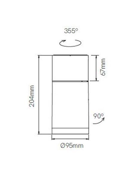 Nox ceiling spotlight - Beneito & Faure - Cylindrical spotlight, Adjustable LED lamp 355º-90º, Adjustable temperature 2.700K/3.2