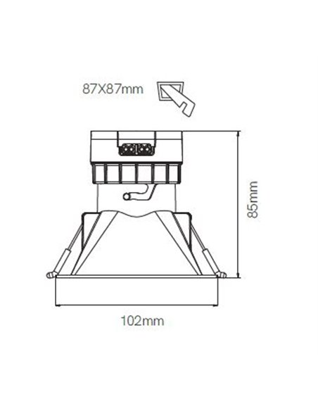 Pulcom Square recessed ceiling light - Beneito & Faure - Bathroom light IP44, Dimmable colour temperature: LED 2.700K/3.200K/4.0