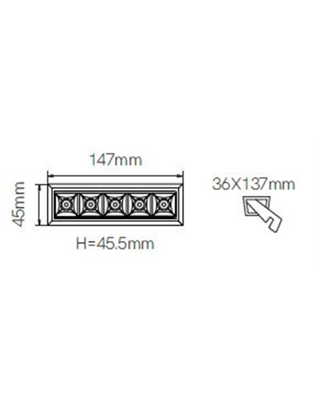 Tram 5 recessed ceiling light - Beneito & Faure - Tuya Technology, Adjustable colour temperature: 2.700K-6.000K