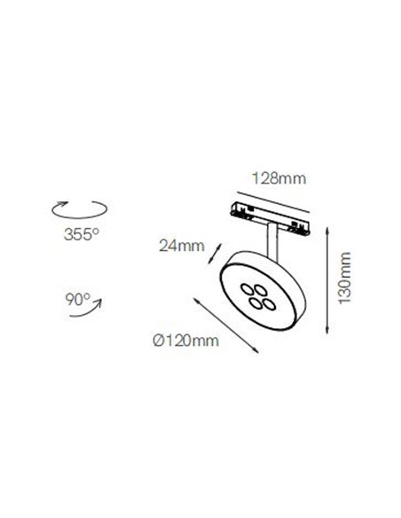 Cookie 48V magnetic track spotlight - Beneito & Faure - LED lamp 2700K or 3000K, Aluminium white or black