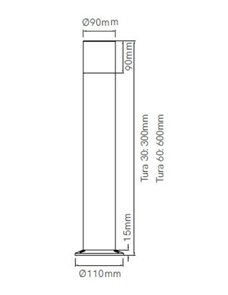 Tura outdoor bollard - Beneito & Faure - LED outdoor lamp, Height available in 30 cm or 60 cm