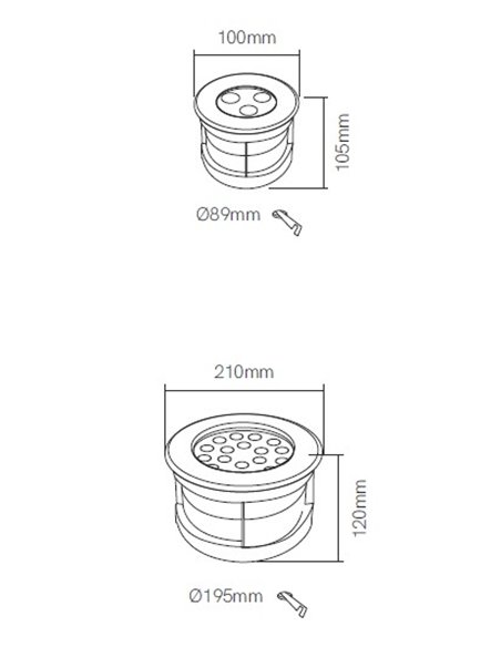 Sigma recessed downlight - Beneito & Faure - Outdoor LED light 3000K IP65, Stainless steel, Dimensions: Ø 10 cm, Ø 21 cm