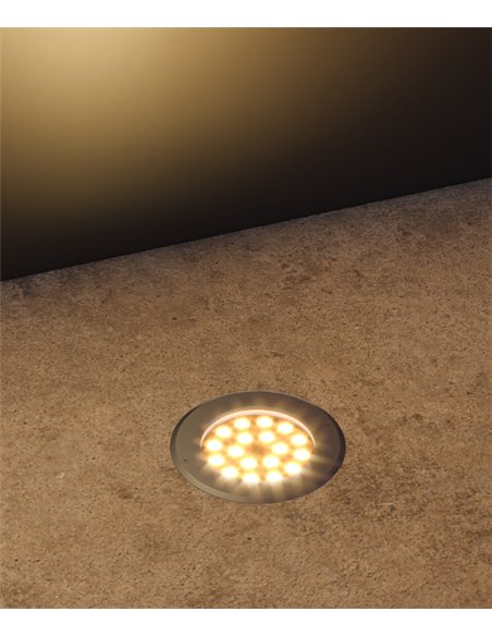 Sigma recessed downlight - Beneito & Faure - Outdoor LED light 3000K IP65, Stainless steel, Dimensions: Ø 10 cm, Ø 21 cm