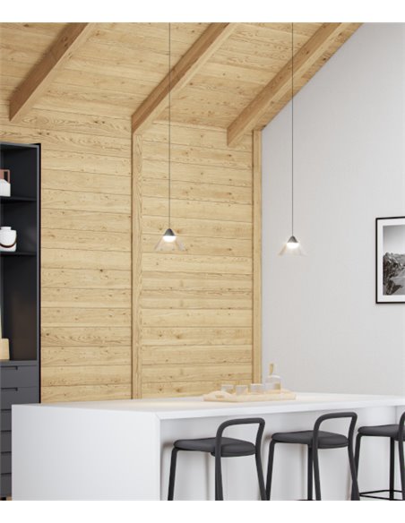 Ark recessed pendant light - Beneito & Faure - LED lamp 2700K/3000K, Transparent shade