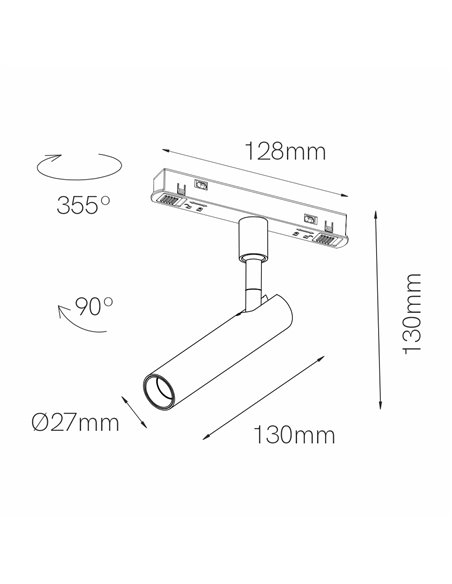 Alp 48V magnetic track light - Beneito & Faure - Adjustable spotlight LED 2700K / 3000K, Aluminium black or white