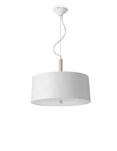 Nordic pendant light - Massmi - Lampshade in natural wood, Glass diffuser, Diameter: 47 cm 2