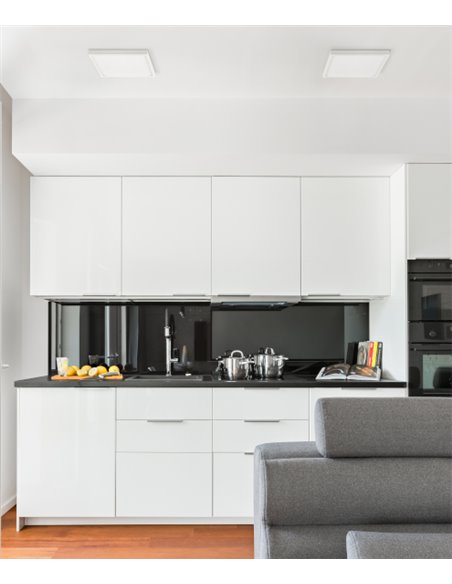 Aplique de techo cuadrado extraplano LED de aluminio y acrílico blanco en 3 tamaños – Roku – ACB Iluminación