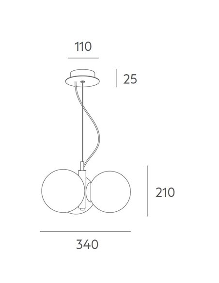 Buble pendant light - Massmi - Ball lamp, 3 lights E14, Matt opal lampshades with clamps