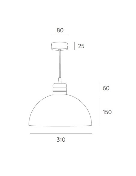 Poppol pendant light - Massmi - Structure painted iron+beech wood detail, Cable 1 metre