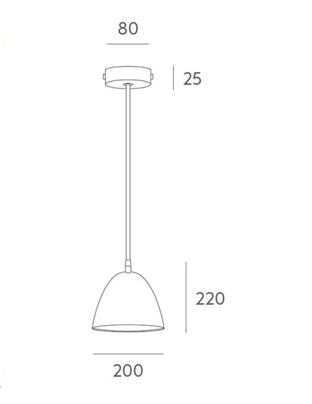 Hat pendant light - Massmi - Conical lampshade in painted iron, Cable 1 metre