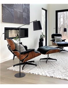 Mina floor lamp - Massmi - Arc lamp, Opaque cotton lampshade in black or white, Adjustable height