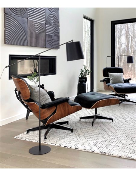 Mina floor lamp - Massmi - Arc lamp, Opaque cotton lampshade in black or white, Adjustable height
