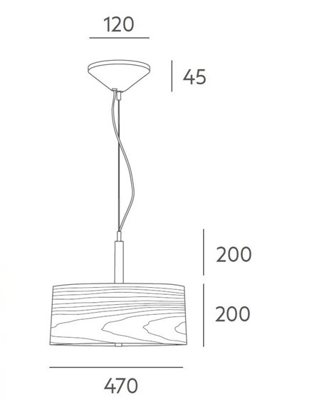 Nordic pendant light - Massmi - Lampshade in natural wood, Glass diffuser, Diameter: 47 cm