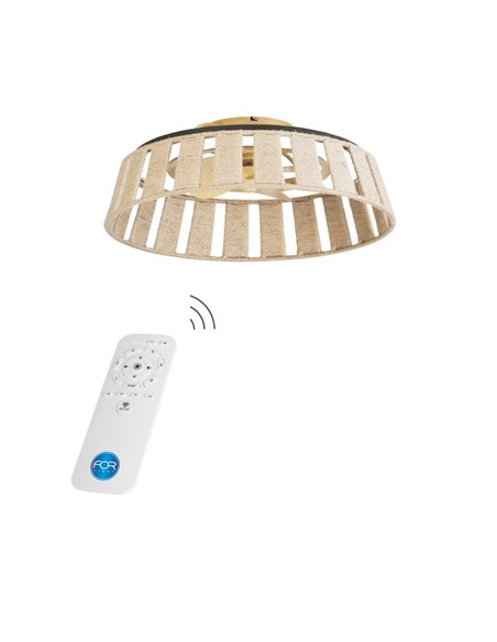 Mim ceiling fan with light - FORLIGHT - DC fan with natural cord, 6 speeds, Suitable for outdoor use, Dimmable light colour, LED