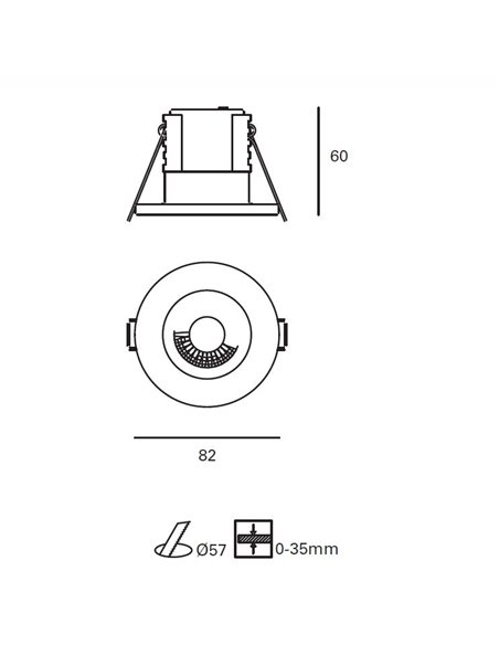 Bala recessed ceiling light - FORLIGHT - Indoor and outdoor downlight, LED 3000K or 2700K, Diameter: 8,2 cm, IP65