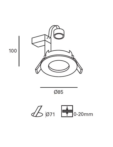 Feu recessed ceiling light - FORLIGHT - Suitable for outdoor use (IP65), Diameter: 8.5 cm, GU10
