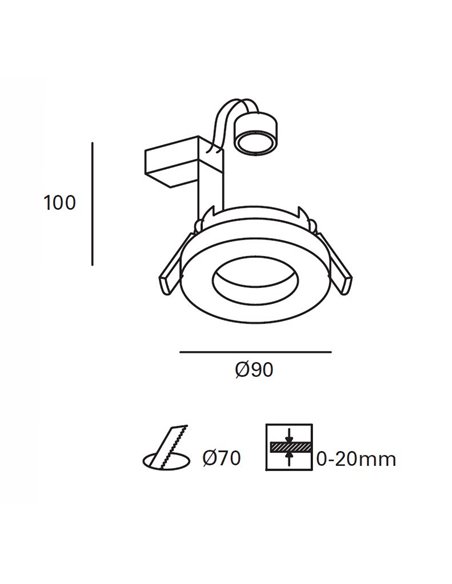 Rame ceiling downlight - FORLIGHT - Chrome recessed light, 8W GU10, Suitable for outdoor use (IP65)