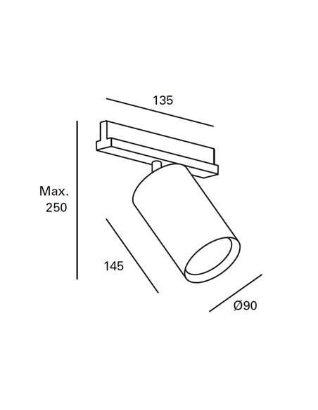 Tent three-phase track light - FORLIGHT - White or black aluminium spotlight, LED 3000K or 4000K