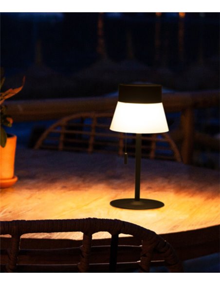 Deco outdoor table lamp - FORLIGHT - Black solar lamp, dimmable LED 3000K, USB