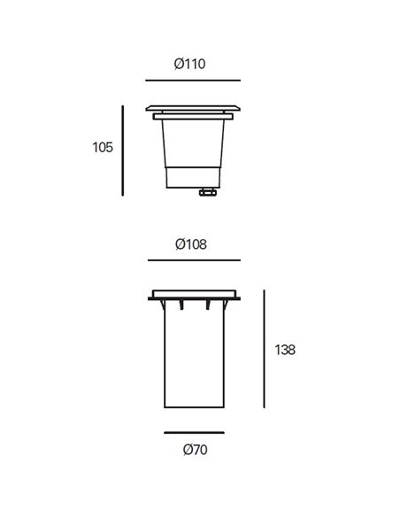 Ringo outdoor floor lamp - FORLIGHT - Stainless steel spotlight, GU10 IP65/67, Diameter: 11 cm