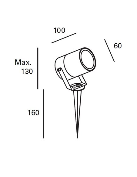 Hit outdoor stake light - FORLIGHT - Black aluminium spotlight, GU10 IP65